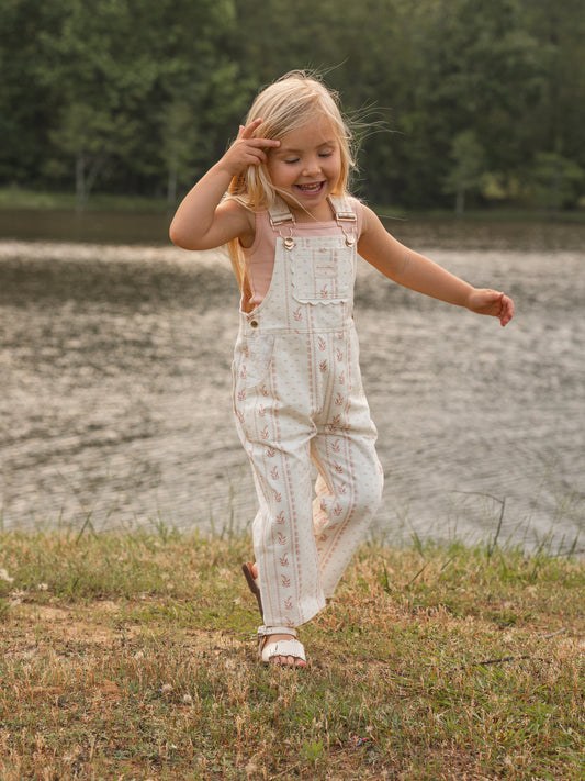 Girls Poppy Classic Lace Overalls - Heirloom Rose