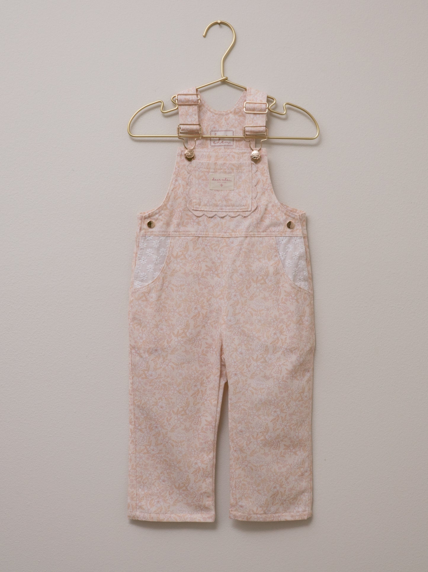 Girls Poppy Classic Lace Overalls - Peach Garden