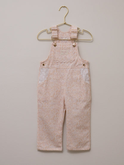 Girls Poppy Classic Lace Overalls - Peach Garden
