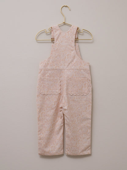Girls Poppy Classic Lace Overalls - Peach Garden