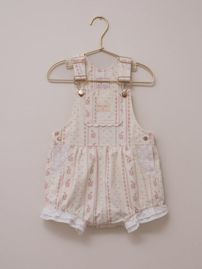 Girls Poppy Lace Shortalls - Heirloom Rose