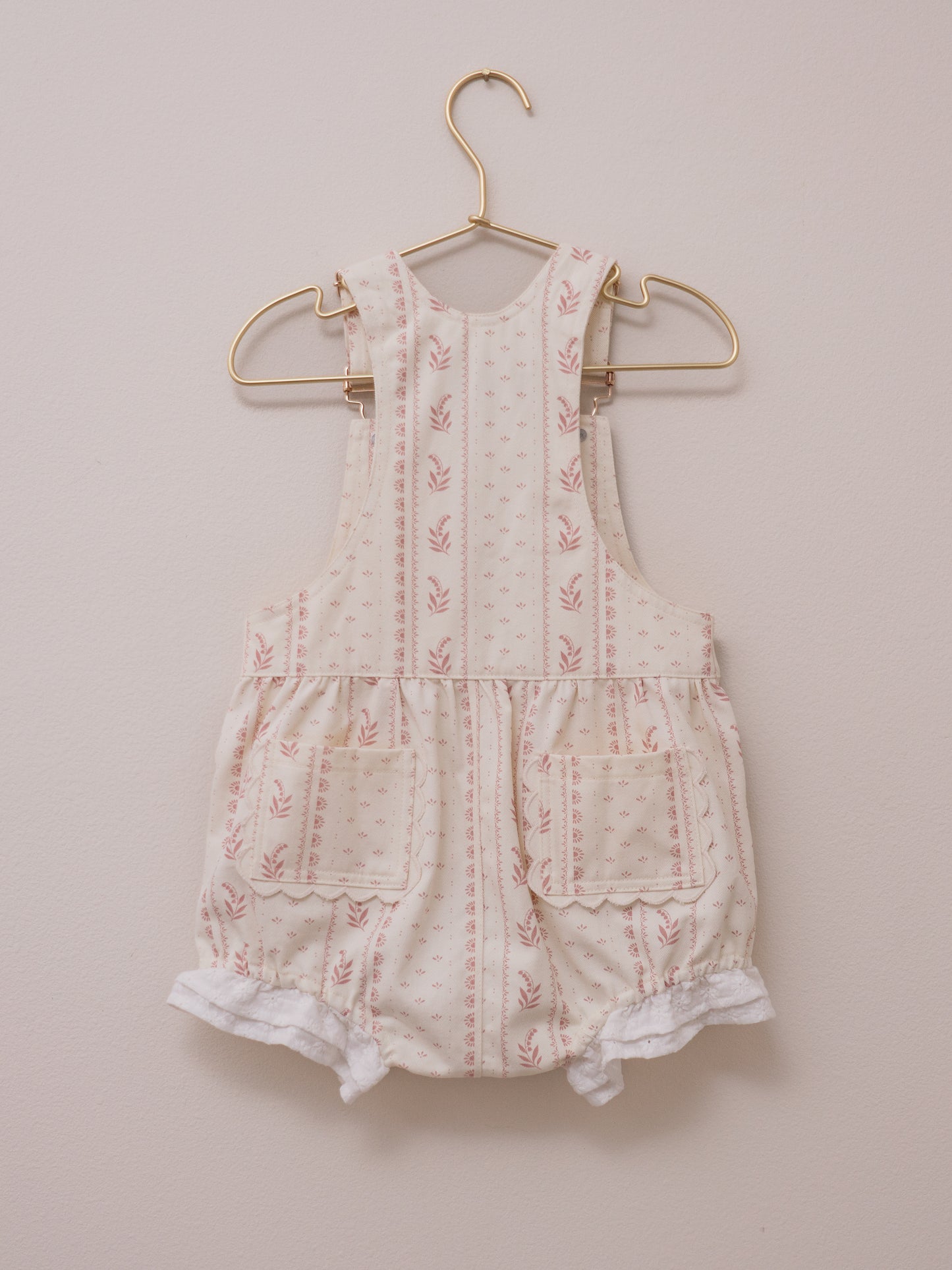 Girls Poppy Lace Shortalls - Heirloom Rose