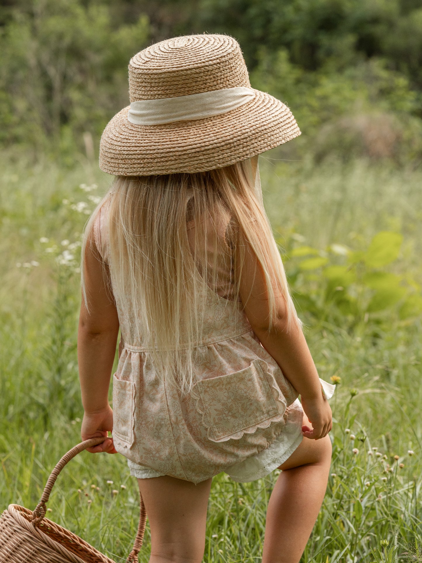 Girls Poppy Lace Shortalls - Peach Garden