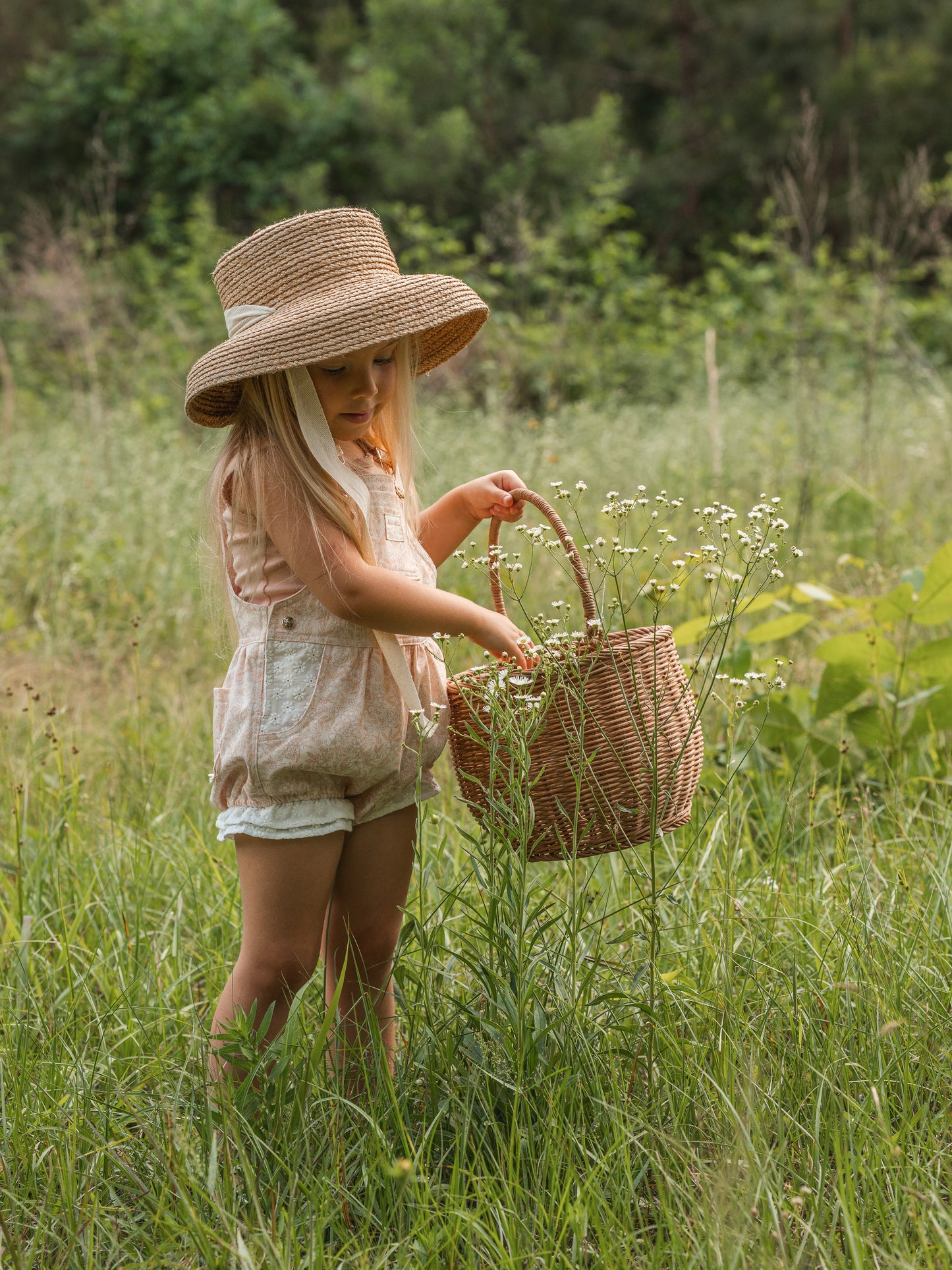 Girls Poppy Lace Shortalls - Peach Garden
