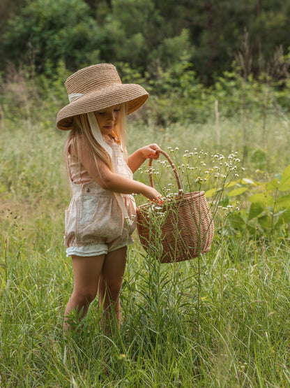 Girls Poppy Lace Shortalls - Peach Garden