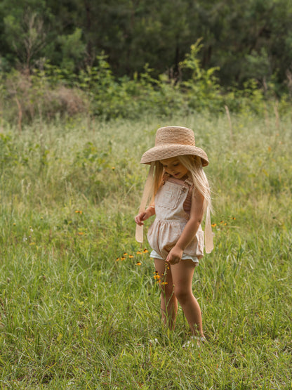 Girls Poppy Lace Shortalls - Peach Garden