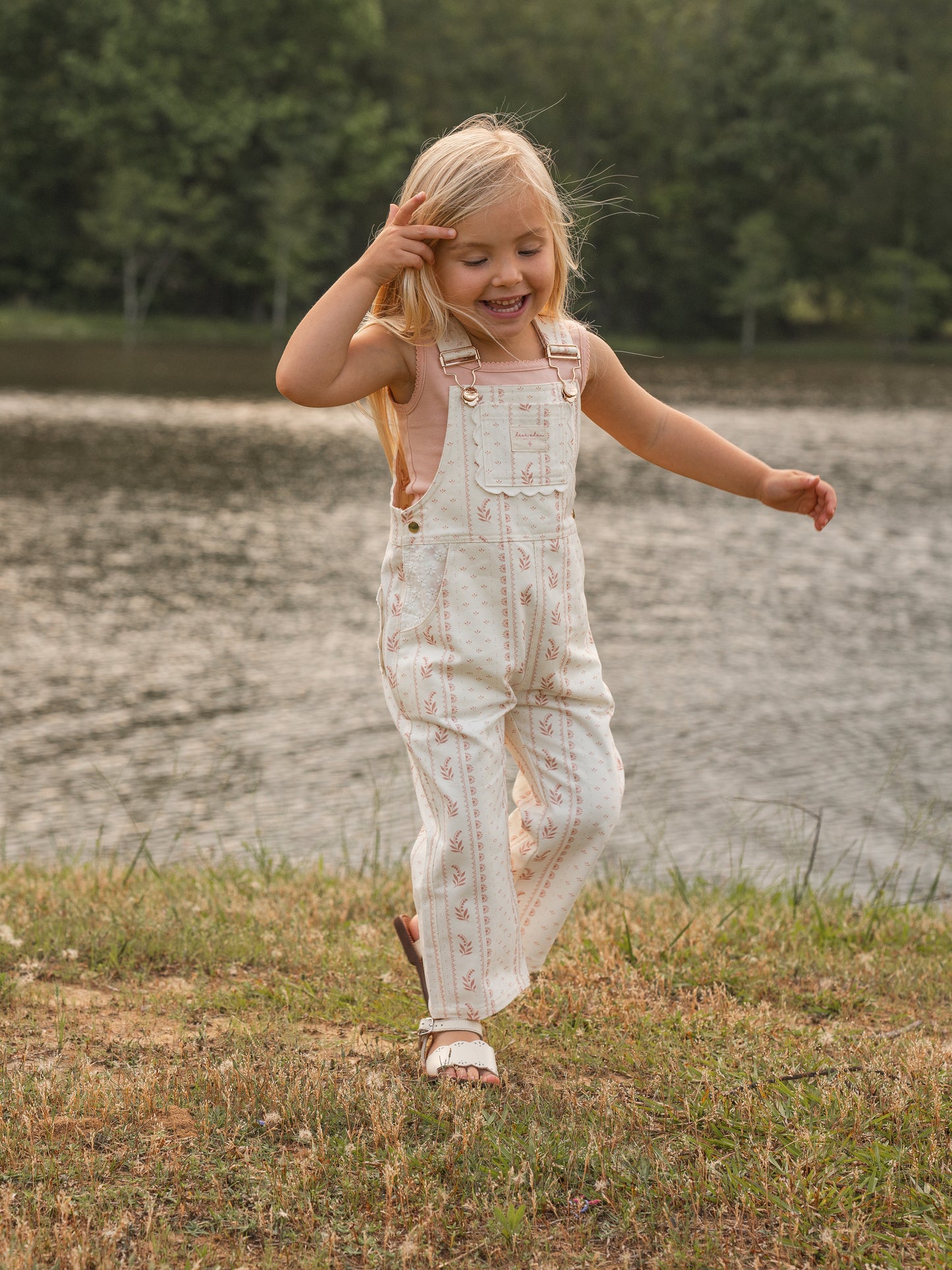 Girls Poppy Classic Lace Overalls - Heirloom Rose
