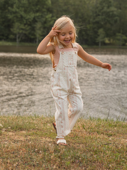 Girls Poppy Classic Lace Overalls - Heirloom Rose