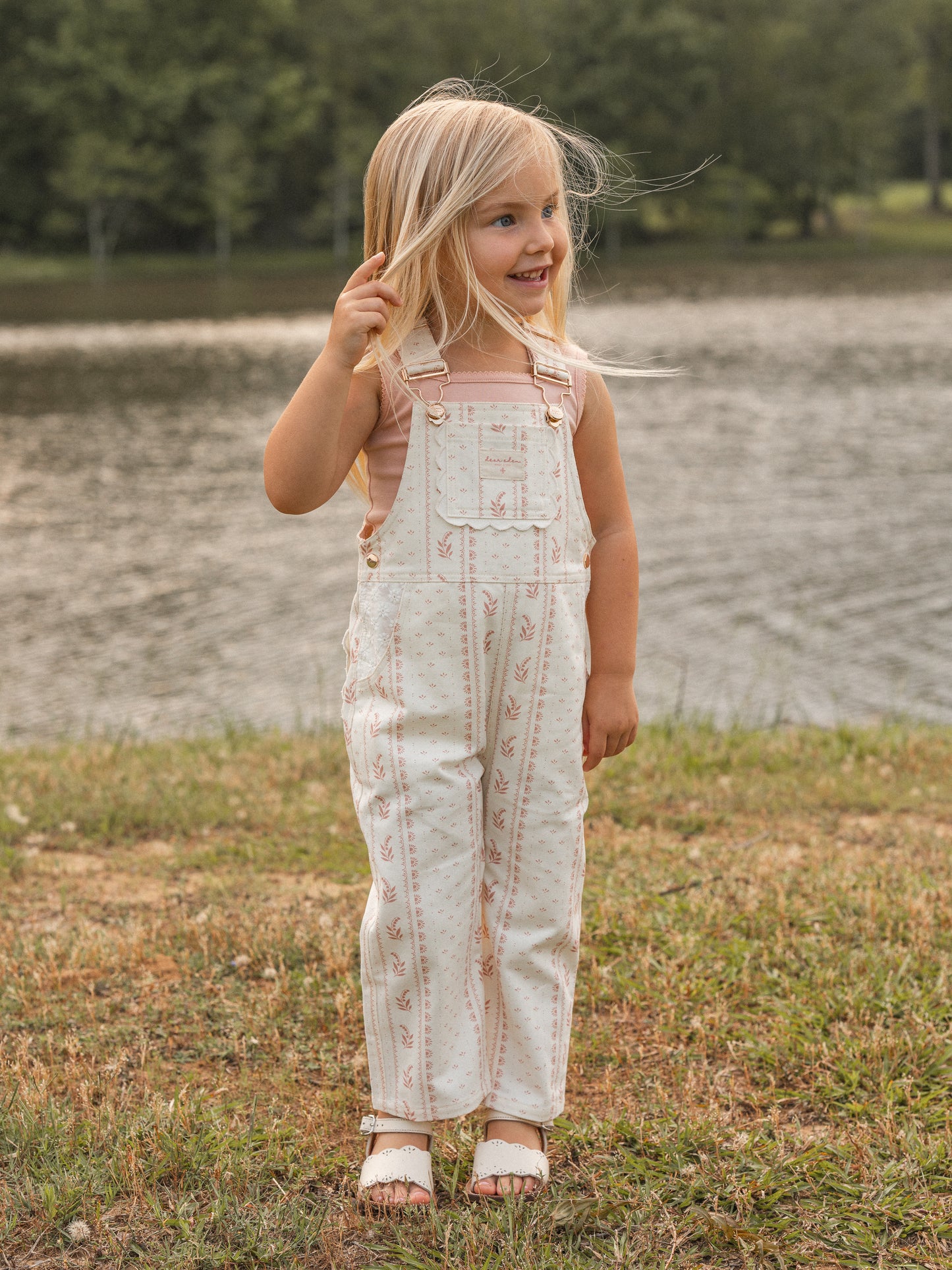 Girls Poppy Classic Lace Overalls - Heirloom Rose