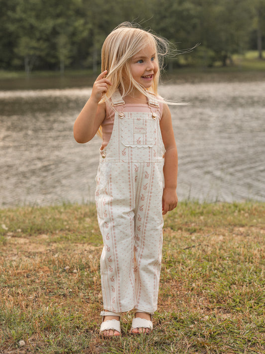 Girls Poppy Classic Lace Overalls - Heirloom Rose