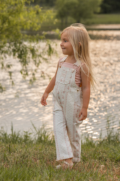 Girls Poppy Classic Lace Overalls - Heirloom Rose