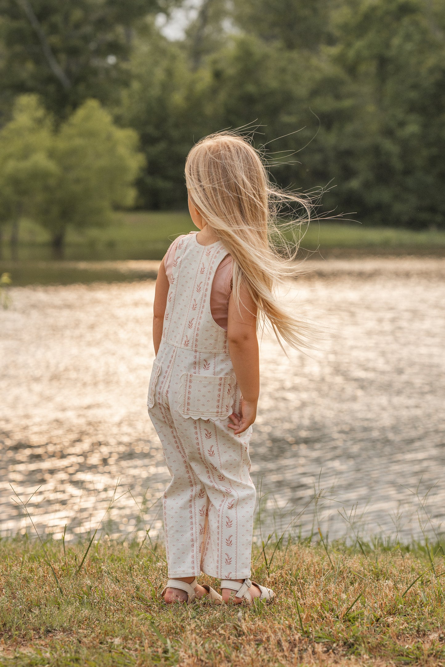 Girls Poppy Classic Lace Overalls - Heirloom Rose