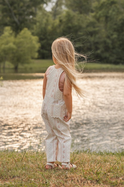 Girls Poppy Classic Lace Overalls - Heirloom Rose