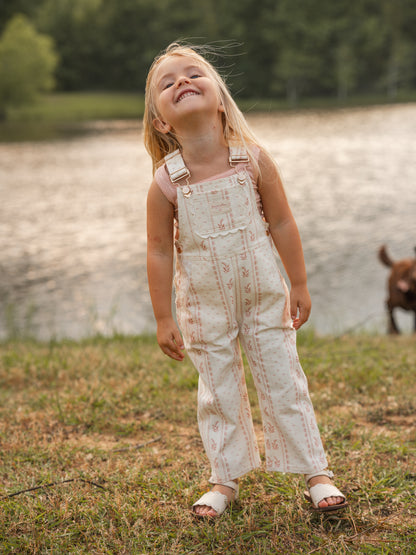 Girls Poppy Classic Lace Overalls - Heirloom Rose