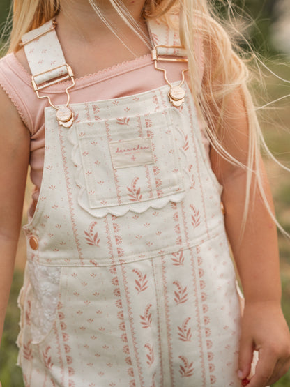Girls Poppy Classic Lace Overalls - Heirloom Rose