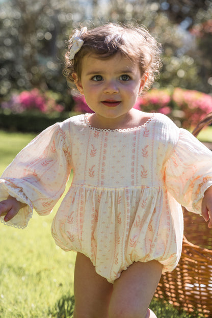Girls Clara Organic Cotton Romper - Heirloom Rose