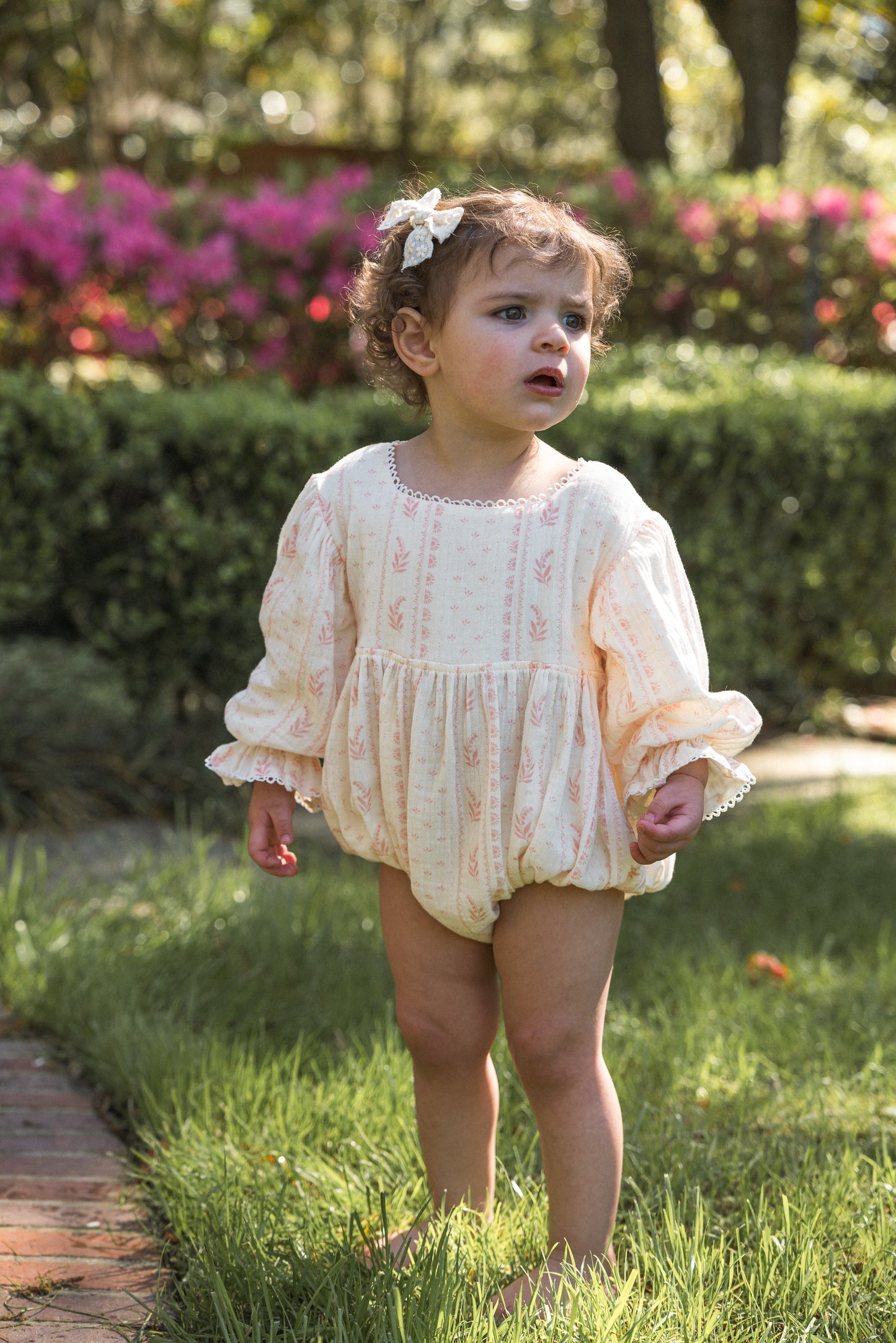 Girls Clara Organic Cotton Romper - Heirloom Rose