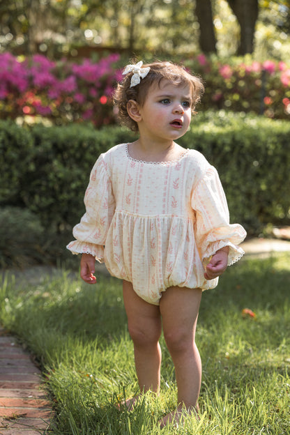 Girls Clara Organic Cotton Romper - Heirloom Rose