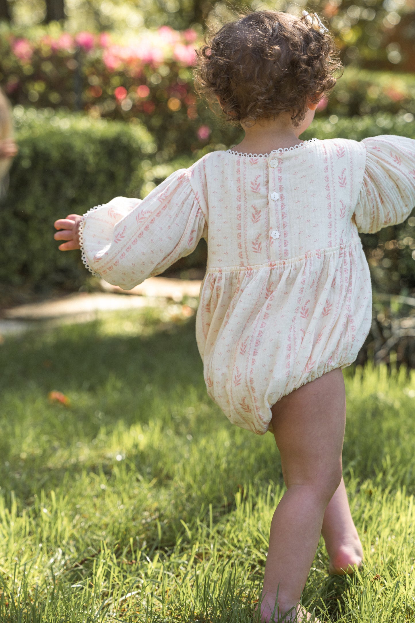 Girls Clara Organic Cotton Romper - Heirloom Rose