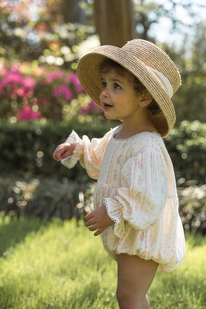 Girls Clara Organic Cotton Romper - Heirloom Rose