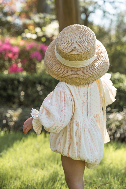 Girls Clara Organic Cotton Romper - Heirloom Rose