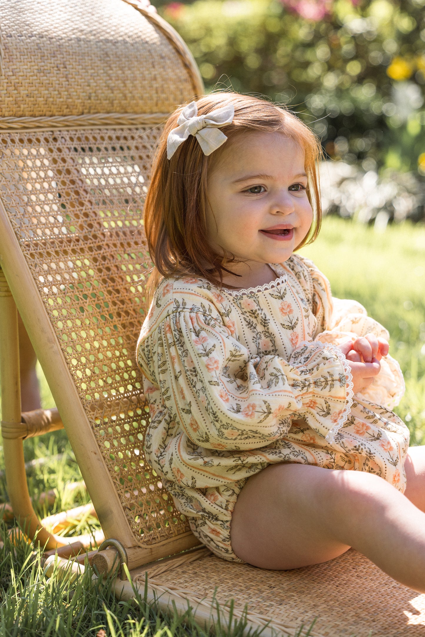 Girls Clara Organic Cotton Romper - Eden Stripe Natural