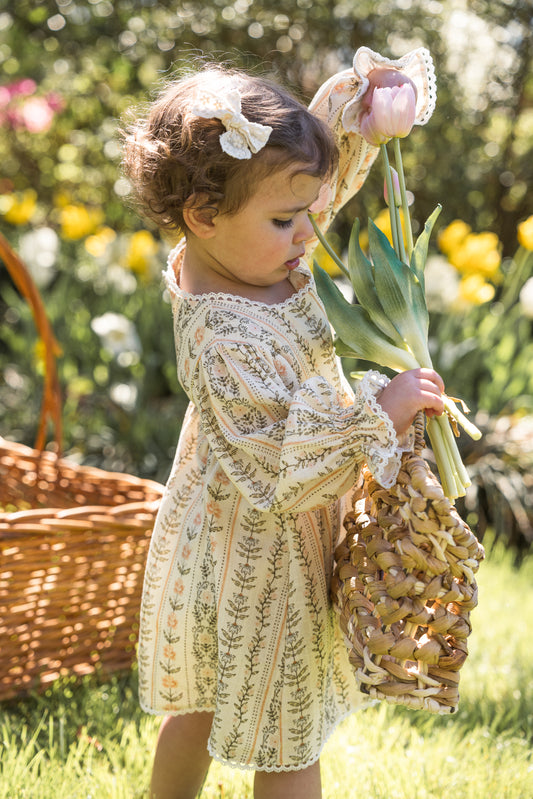 Girls Clara Dress - Eden Stripe Natural