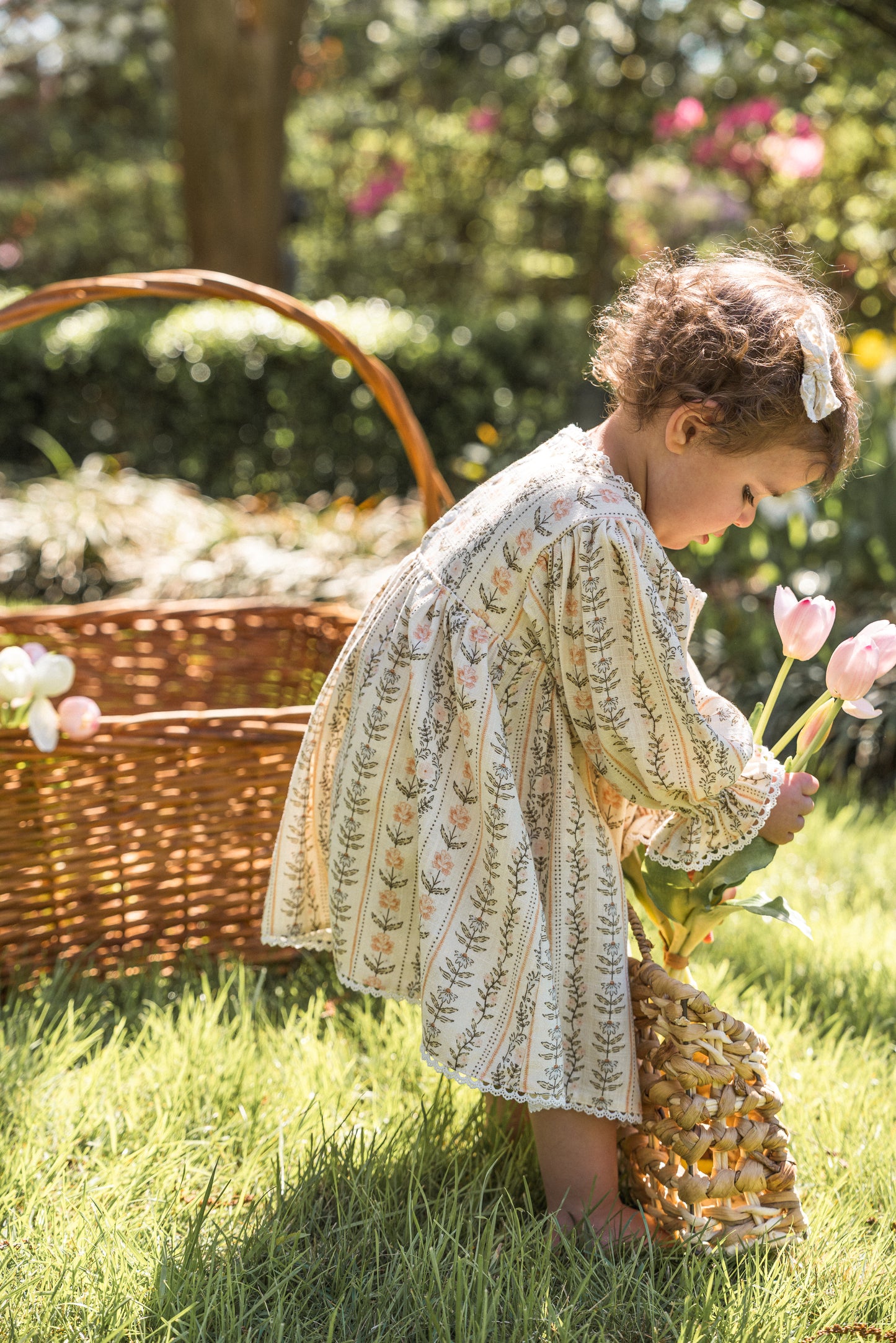 Girls Clara Dress - Eden Stripe Natural