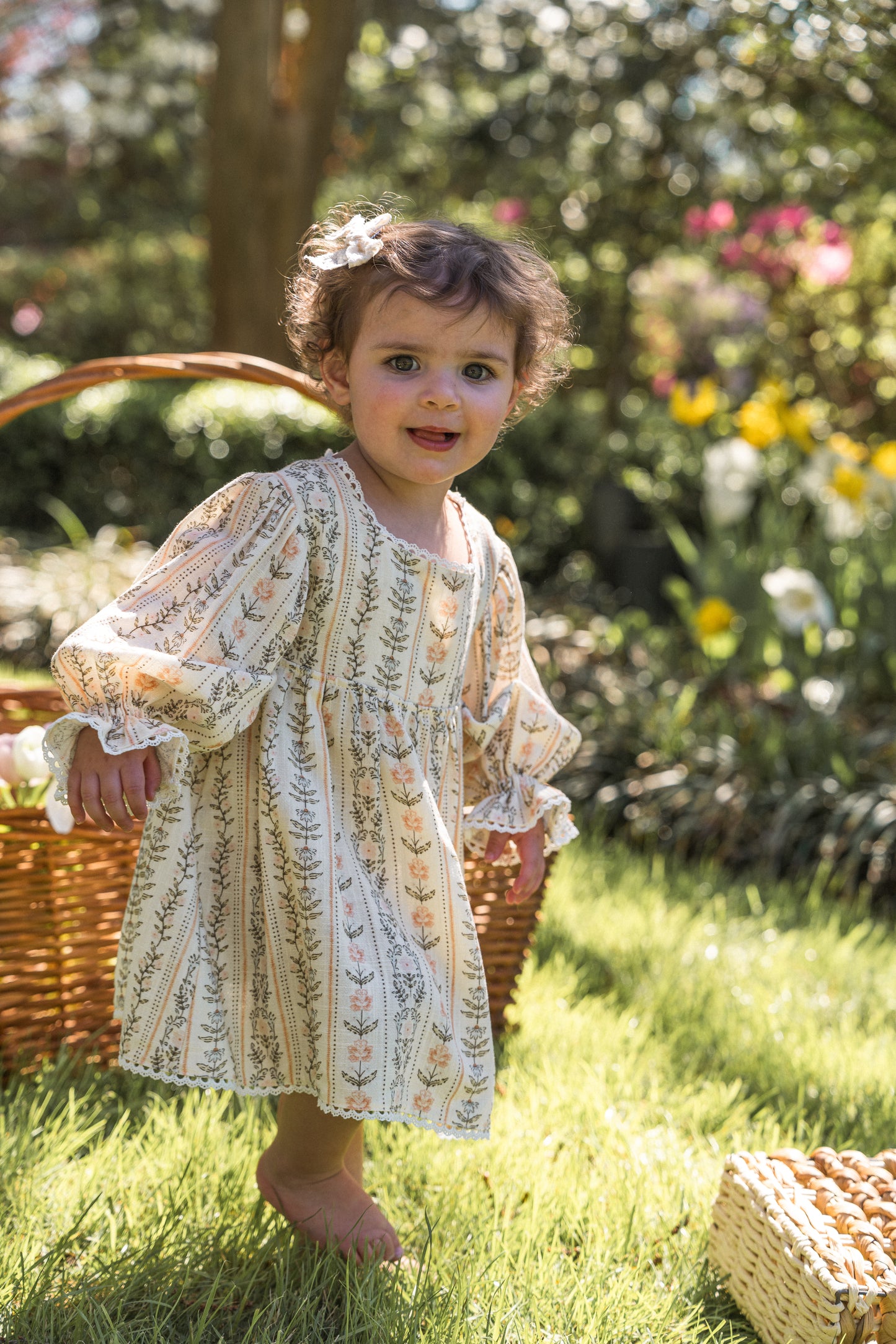Girls Clara Dress - Eden Stripe Natural