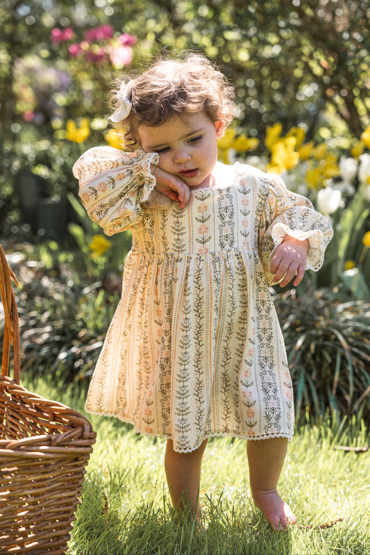 Girls Clara Dress - Eden Stripe Natural