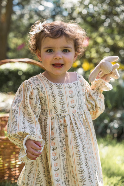 Girls Clara Dress - Eden Stripe Natural