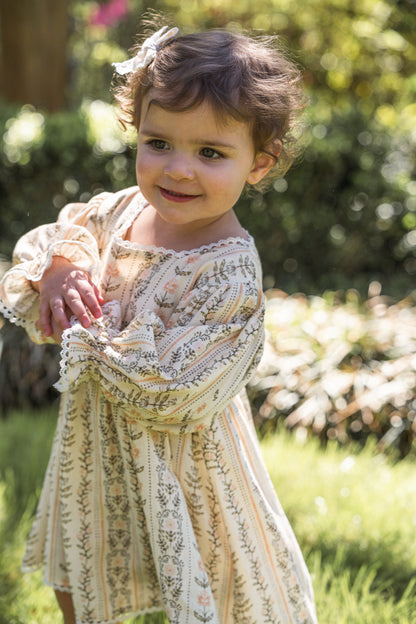 Girls Clara Dress - Eden Stripe Natural