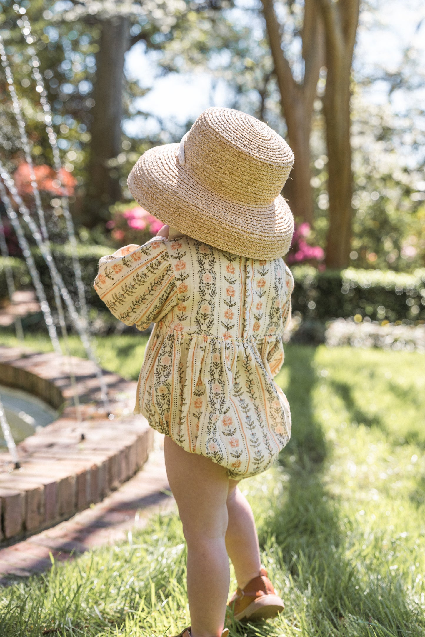 Girls Clara Organic Cotton Romper - Eden Stripe Natural