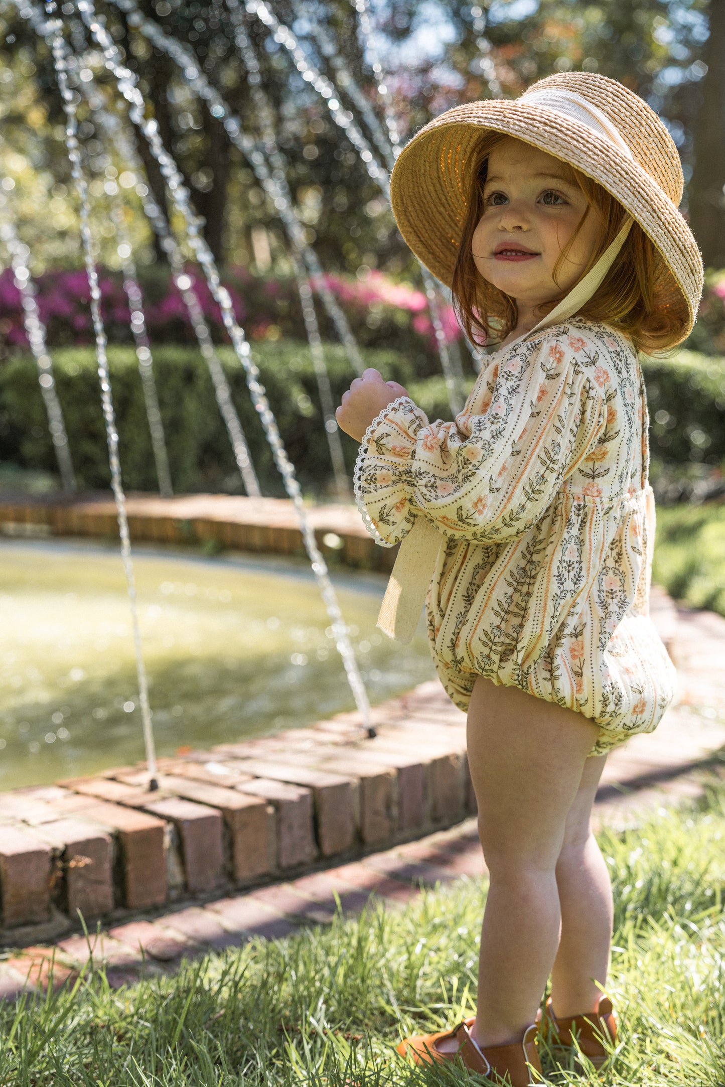 Girls Clara Organic Cotton Romper - Eden Stripe Natural