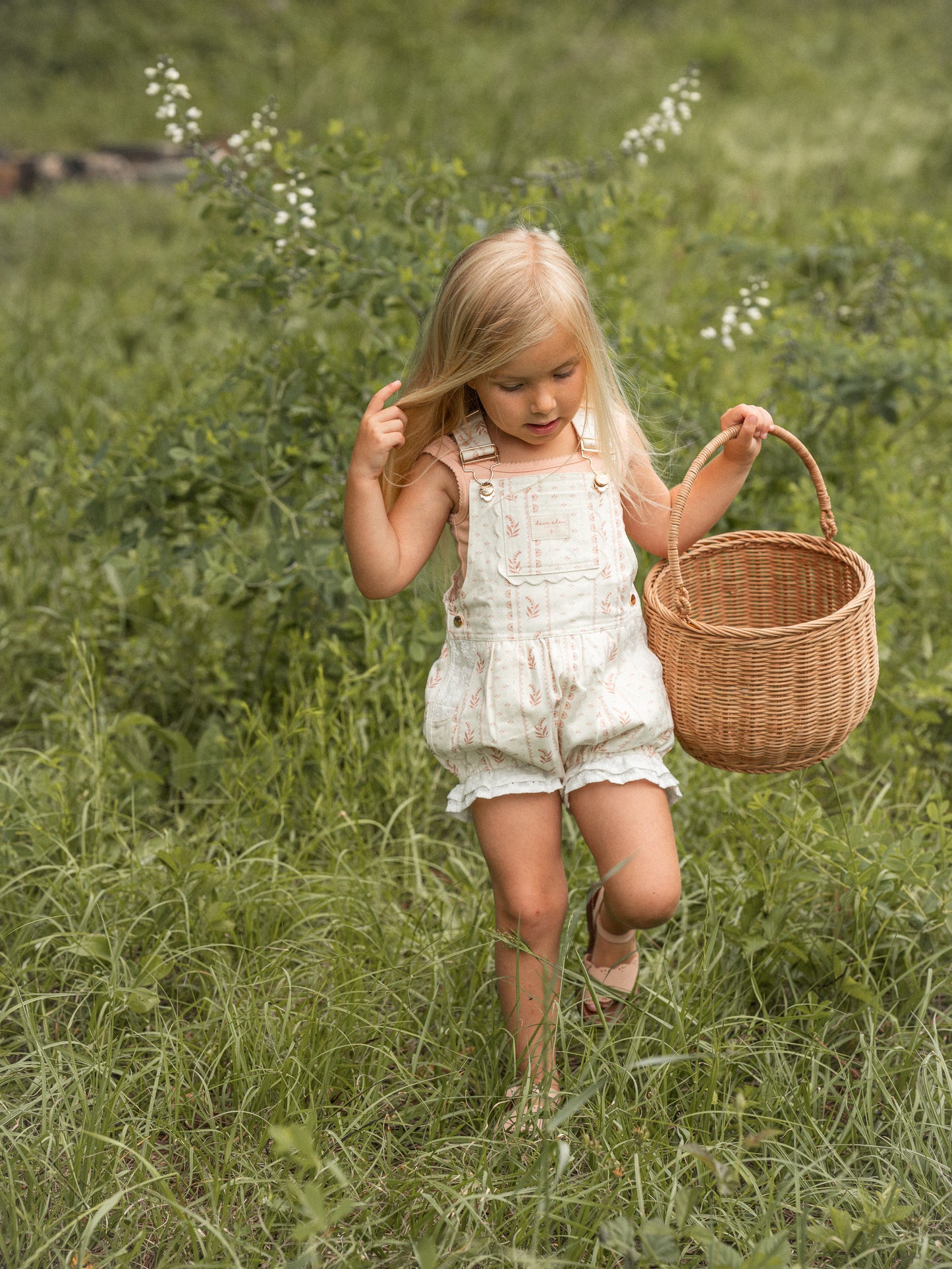 Girls Poppy Lace Shortalls - Heirloom Rose