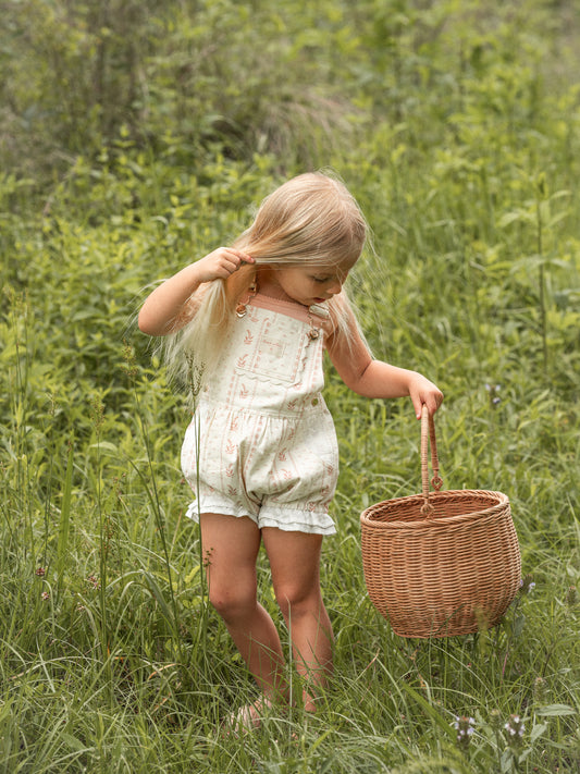 Girls Poppy Lace Shortalls - Heirloom Rose
