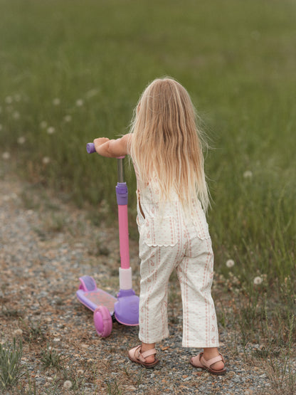 Girls Poppy Classic Lace Overalls - Heirloom Rose