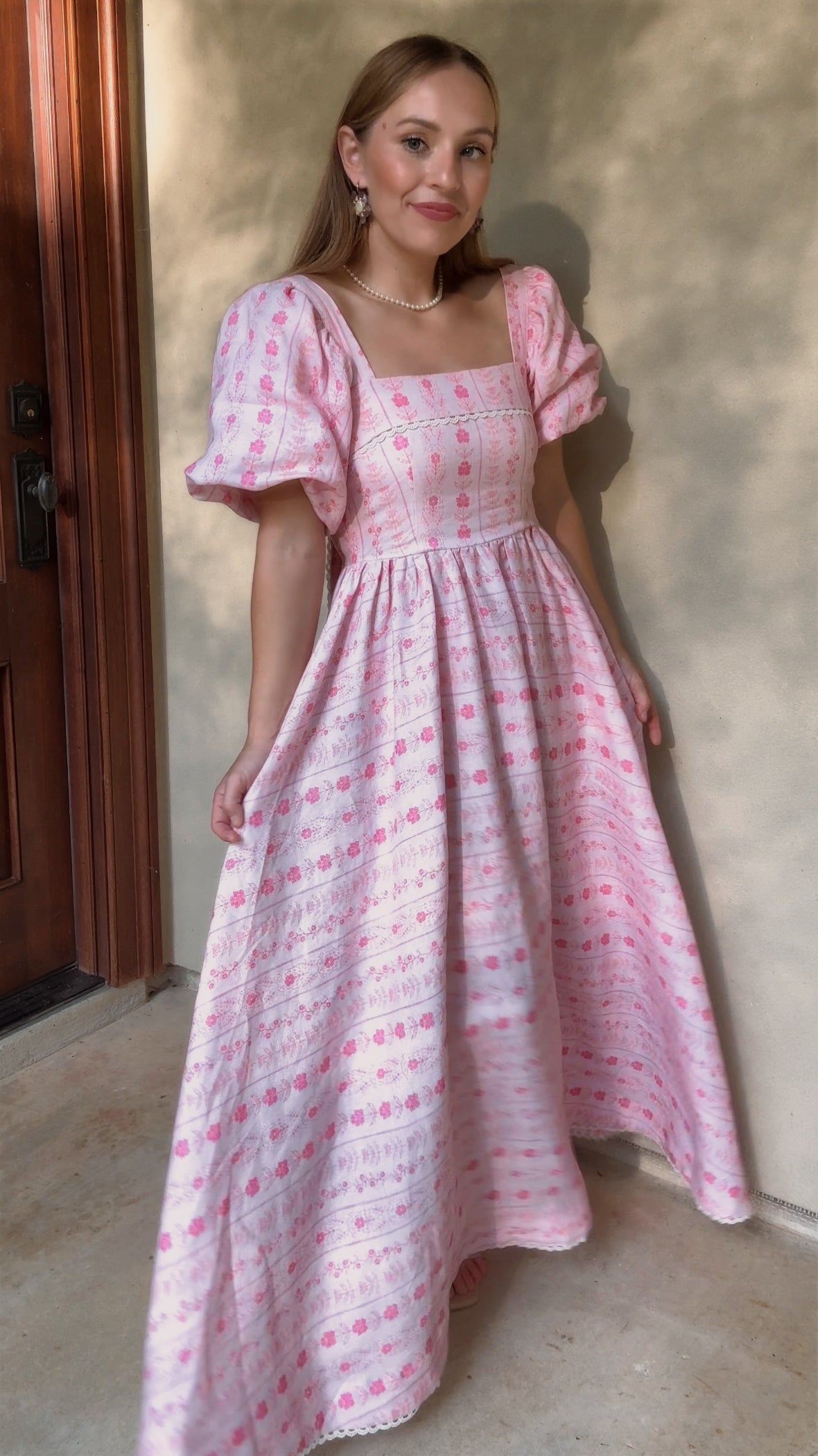 Preview Womens Louise French Linen & Lace Midi Dress | Parfait Pop