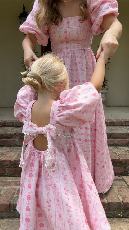 Preview Womens Louise French Linen & Lace Midi Dress | Parfait Pop