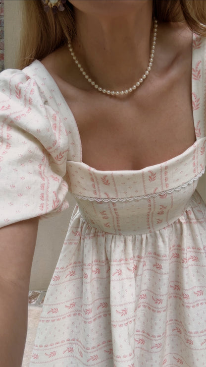 Preview Womens Louise French Linen & Lace Midi Dress | Heirloom Rose